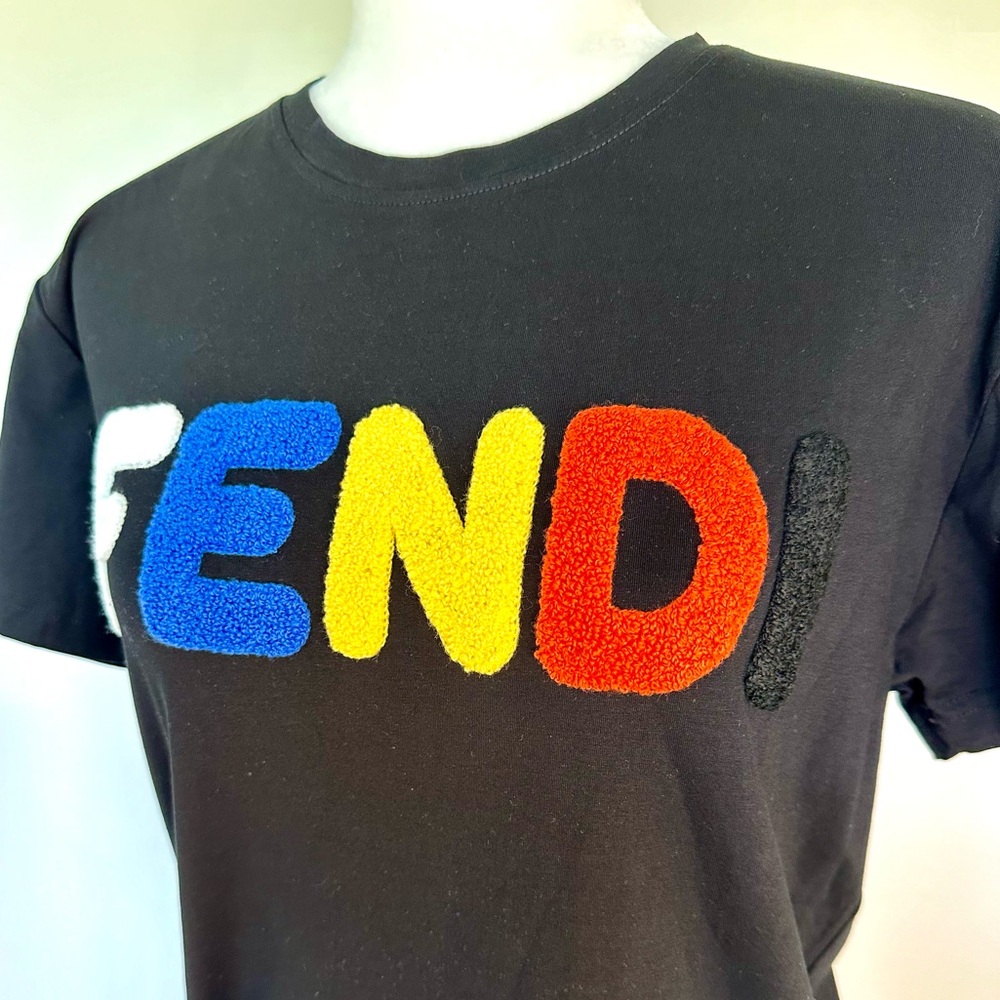 NWT Fendi Italian Made Black T-shirts with Embossed Letters